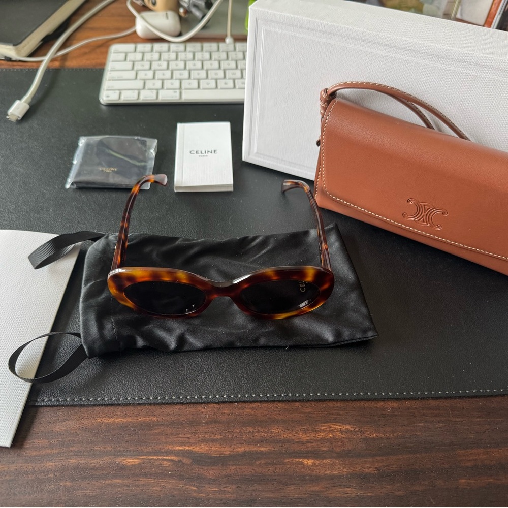 Celine Women's Brown Tortoise Sunglasses - Picture 3 of 5